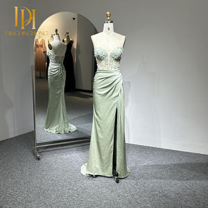 कारखाने का निर्यात शाम के प्रोम ड्रेस सेक्सी वीडियो-माध्यम से कढ़ाई वाली छोटी पूंछ तल-लंबाई साटन को रात के पुरस्कार समारोह के लिए - Product Image 1