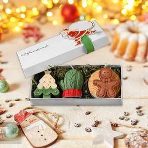 Juego de Regalo de Portavelas Navideños Ecológicos Hechos a Mano, 3 Piezas, Fragancia para el Hogar, Lindo Árbol de Navidad, Forma de Campana de Santa Claus - Product Image 3