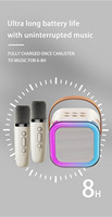 Ensemble de karaoké miniature tout-en-un K12 avec éclairage LED RVB, microphone sans fil double 5W Bluetooth, alimenté par batterie, pour les familles