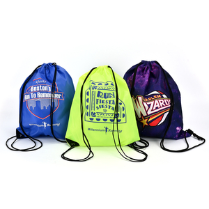 Promotional Plain Draw String Polyester Waterproof Sports Drawstring Bag With Custom Printed