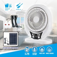 Ventilador de Mesa Solar Todo en Uno, Ventilador Portátil Recargable por USB para Uso en el Hogar y Campamentos al Aire Libre