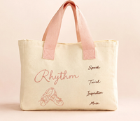 Tas Tote Kanvas Custom 5013 untuk Sepatu Balet, Tas Balet Pink dengan Pegangan, Tas Tari Balet Ritmik untuk Anak Perempuan dan Wanita, Tas untuk Gym, Studio, dan Perjalanan
