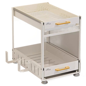 Double Layer Pull Out Shelf For <b>Kitchen</b> Drawer Organizer Storage <b>Rack</b> With Bowls Chopsticks Condiment Bottles Cabinet Organizer - Product Image 3