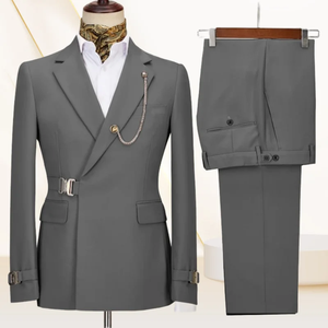 أنيق أحمر ملوي أزرق كحلي الشق طية صدر مزدوج طقم بدلات رجالية بدلات زفاف بدلات حفلة موسيقية قطعتان (جاكيت + بانت) - Product Image 5