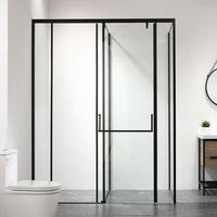 Porte de douche coulissante moderne en verre trempé sans cadre, sur mesure, à double rail, épaisseur 10 mm, en acier inoxydable, écologique