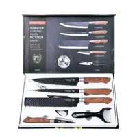 KONOLL 6 pièces couteaux de cuisine professionnels en acier inoxydable de haute qualité accessoires ensemble de couteaux de chef de couleur avec poignée PP + TPR