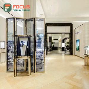 Luxury Wooden <b>Jewelry</b> Counter Glass Display <b>Cabinet</b> LED Light Modern High End Premium <b>Jewelry</b> Shop Interior Design - Product Image 4