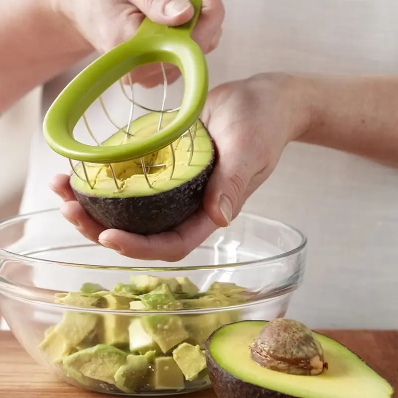 Manjia Stainless Steel Avocado Slicer and Dicing Tool Avocado Slicer Cut Fruit Salad Kitchen Gadgets