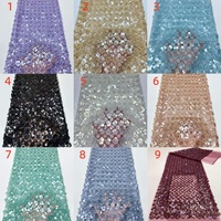 Tissu en tulle respirant anti-boulochage 100 % polyester avec broderie de fleurs de prunier 3D multicolores et sequins pour soirée