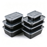 Contenants alimentaires en plastique carrés légers et économiques de 1750 ml avec couvercles pour la vente en gros, idéaux pour les boîtes à emporter des restaurants