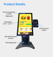 Kiosque de libre-service à écran 15.6 ''LCD haute luminosité avec support Pos QR Scanner kiosque de commande automatique pour magasin de supermarché