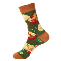 KTA-330 Nouvelle Mode Chaussettes Fantaisie en Coton pour Femmes et Hommes, Motifs Alimentaires (Pizza, Sushi, Café, Cuisse de Poulet, Nouilles)