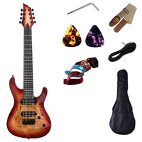 Guitare électrique 8 cordes de 39 pouces, dos et éclisses en érable violet brillant, qualité professionnelle pour débutants, avec micro