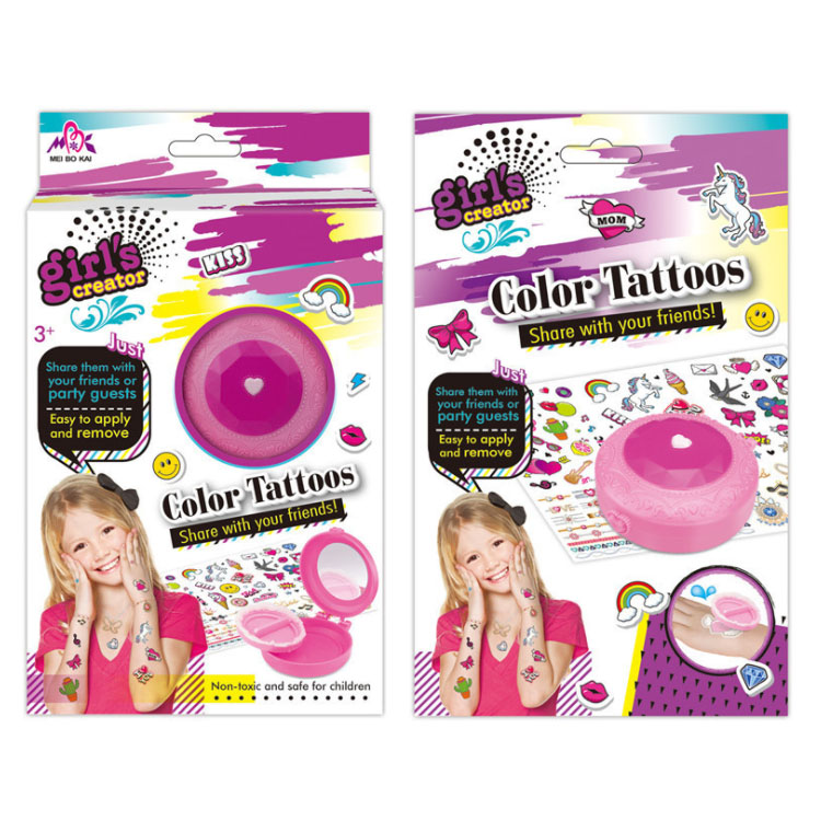 Оптовая продажа, игрушки для ролевых игр, набор водонепроницаемых наклеек для девочек, самодельные тату-наклейки ручной работы, детский набор для имитации макияжа