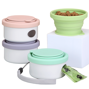 Cuenco portátil 3 en 1 para perros, plato de alimentación de viaje de silicona ecológico moderno - Product Image 3