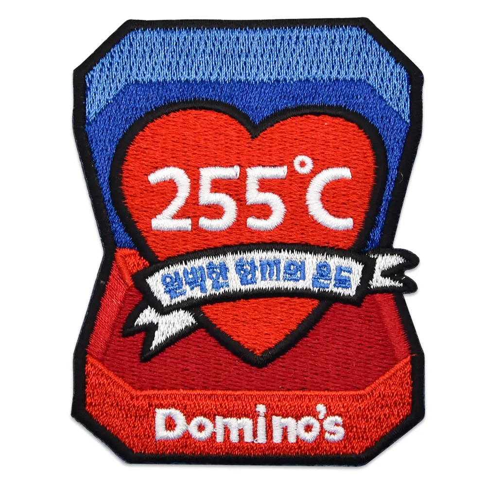 Embroidery badges custom design fabric merrow border embroidered logo patches