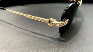 High Fashion Rimless Sunglasses with Premium Mirrored Lenses Moissanite Inspired Accents and Modern Styling - Product Image 3