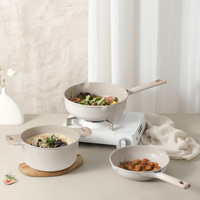 Ensemble de batterie de cuisine à induction avec poignées amovibles, antiadhésif, en métal, pour la vente en gros