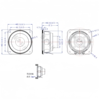 Haut-parleur carré 4 Ohms 15W 58MM à double aimant pour barre de son OEM, sensibilité accrue 102dB, caisson de basses multimédia
