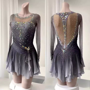 Meisjes Volwassen Kunstschaatsen Gymnastiek Balletjurk; Mesh Splice Balzaal Danskleding Voor Kinderen - Product Image 1