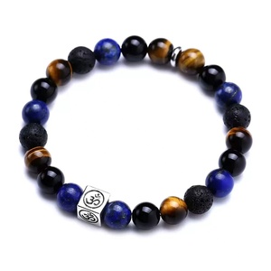 Pulseras de cuentas de lapislázuli de piedra de lava de ojo de tigre tricolor de moda con junta de Metal regalo de joyería trae buena <span class=keywords><strong>suerte</strong></span> <span class=keywords><strong>y</strong></span> <span class=keywords><strong>salud</strong></span> - Product Image 2