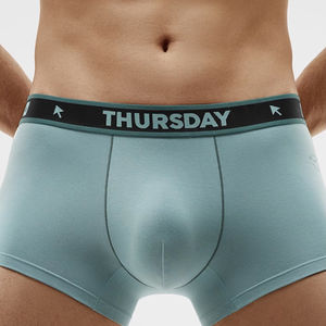 Mayoristas de calzoncillos bóxer para hombre, calzoncillos sólidos con logotipo personalizado en U, calzoncillos de pierna corta de doble capa, ropa interior Modal de algodón para hombre - Product Image 3