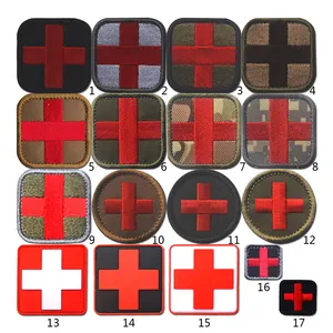 Customized Tactical Medical Rescue Red Cross Hook And Loop Embroidery Medic Patch