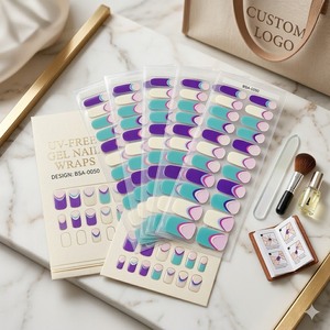 <span class=keywords><strong>Kit</strong></span> de 22 Tiras de <span class=keywords><strong>Uñas</strong></span> Semipermanentes Precuradas, No Tóxicas, Antienganches, Sin Lámpara, con Brillo Cristalino, Sin Rayos UV - Product Image 1