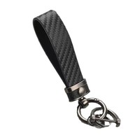 Porte-clés de voiture en fibre de carbone pour homme avec anneau en D, porte-clés à ressort en cuir, accessoires de voiture anti-perte