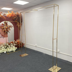 Arches de mariage dorées pour cérémonie, kit de support d'<span class=keywords><strong>arche</strong></span> <span class=keywords><strong>rectangulaire</strong></span> en métal pour ballons, cadre d'<span class=keywords><strong>arche</strong></span> carrée florale de jardin, fond - Product Image 3