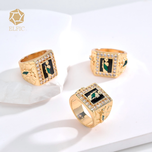 Elfic 14 k Oro Lamado Zircon Religion <span class=keywords><strong>Saint</strong></span> <span class=keywords><strong>Jude</strong></span> Hommes Jésus Anneaux Charmes Bijoux En Gros - Product Image 3