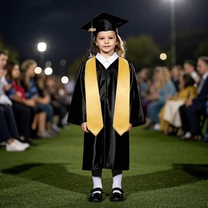 Toga <span class=keywords><strong>de</strong></span> Graduación <span class=keywords><strong>de</strong></span> Tela <span class=keywords><strong>de</strong></span> Sarga Personalizada al por Mayor <span class=keywords><strong>de</strong></span> Fábrica OEM para <span class=keywords><strong>Preescolar</strong></span> y Jardín <span class=keywords><strong>de</strong></span> Infancia, Gorros y Togas para Uso Escolar - Product Image 3