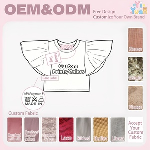 T-shirt bianche <span class=keywords><strong>con</strong></span> <span class=keywords><strong>volant</strong></span> e maniche a campana per bambine 5-14 anni, top casual estivi <span class=keywords><strong>con</strong></span> scollo rotondo, magliette e camicette estive casual per bambini - Product Image 2