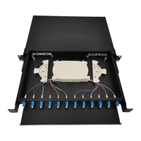 Boîtier de terminaison à fibre optique coulissant haute densité 1U 19 pouces pour montage en rack, 24 cœurs LC/UPC avec plateau de raccordement pour FTTH ODF