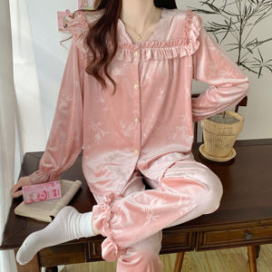 Winter Velvet Pajama <strong>Piyama</strong> <strong>Pyjamas</strong> Sets Long Night Suit Baju Tidur Pijamas Mujer Women's Sleepwear - Product Image 6