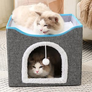 Lit pliable pour chat pour maison et meubles en <span class=keywords><strong>cube</strong></span> pour chats d'intérieur avec grattoir et tente cachée pour plusieurs petits animaux de compagnie - Product Image 3