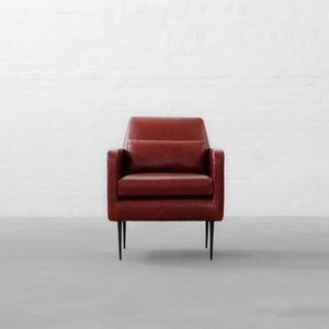 Chaise de salle à manger design moderne en fer et cuir pour bureau à domicile Mobilier de maison classique - Product Image 2