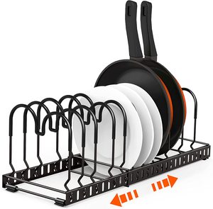 Hot Sale Expandable Pot Rack Pot and Pan Organizer Rack Holder Kitchen Cabinet Pantry Bakeware Pot Lid Holder