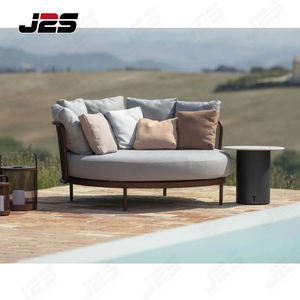 Chaise longue en osier pour restaurant Chaise longue ronde <span class=keywords><strong>avec</strong></span> <span class=keywords><strong>coussins</strong></span> et cadre en métal pour <span class=keywords><strong>jardin</strong></span> et patio - Product Image 1