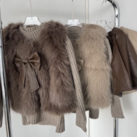 Ensemble de vêtements d'hiver pour filles, 3 pièces, veste en fourrure pour enfants, pull en tricot, jupe plissée, tenue, vente en gros, sur mesure