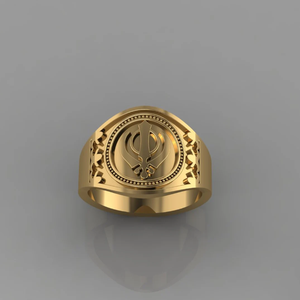 Sikh khhalsa חותם טבעת גברים 18 קראט מצופה זהב 18 קראט טבעת מתנה עמיד למים - Product Image 1