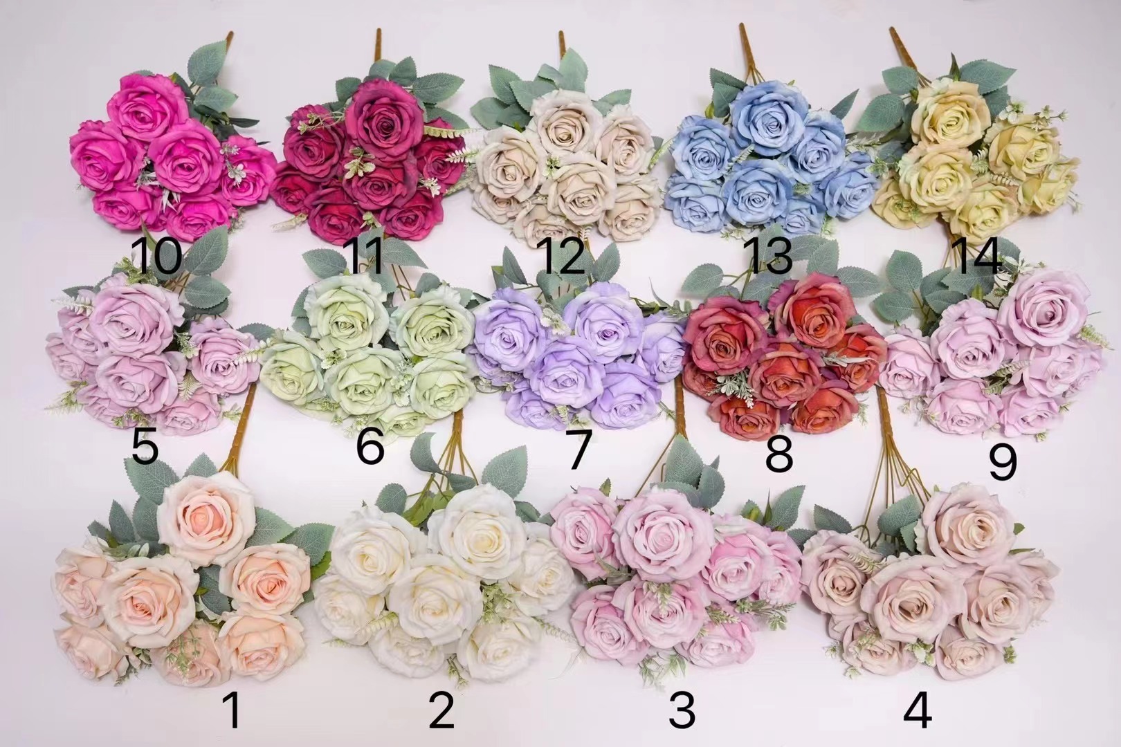 Wholesale Artificial 7 Heads Rose Bouquet Artificial Silk Rose Bouquet ...