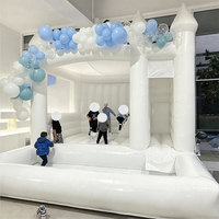 Château gonflable blanc en PVC durable, certifié CE, garantie 3 ans, château gonflable commercial avec toboggan et piscine à balles