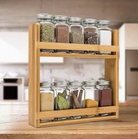 Étagère à épices rectangulaire en bois double couche, écologique, classique, à taille réglable, non pliable, pour rangement de cuisine