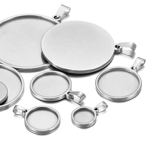 Bases de cabochons plaquées or pour la fabrication de bijoux, supports ronds vierges en acier inoxydable pour pendentifs - Product Image 5