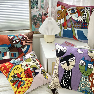 Cojines bordados, funda de cojines, decoración del hogar, gato, perro, Animal, Abstracto, <span class=keywords><strong>Picasso</strong></span>, cojín de asiento, fundas de almohada, cama, sofá, habitación - Product Image 2