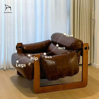 Fauteuil paresseux en cuir rétro couleur café, élégant et confortable, idéal pour salon et chambre à coucher - Vente en gros