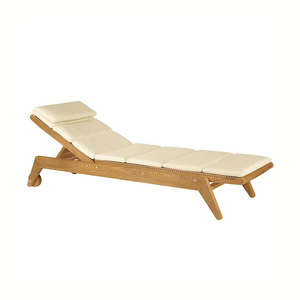 Chaises longues <span class=keywords><strong>de</strong></span> piscine extérieures <span class=keywords><strong>en</strong></span> teck naturel moderne résistant aux UV avec roulettes pour hôtel - Product Image 2