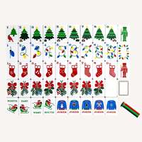 Ubin Mahjong Akrilik Natal 160pcs Edisi Liburan dengan Pola Pohon Salju dan Stoking untuk Hadiah