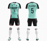 Set Jersey Sepak Bola Custom Sublimasi, Cepat Kering, Bernapas, Kain Jersey Sepak Bola Jacquard, Perlengkapan Latihan Sepak Bola